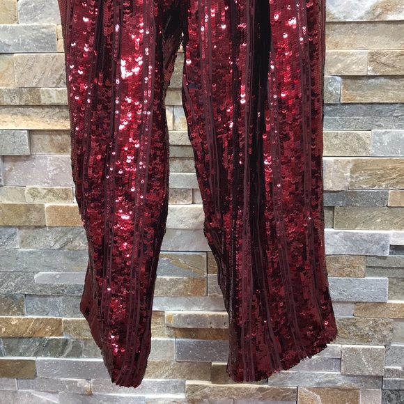 💎🔥SALLY LAPOINTE Striped Belted Sequined Pants - Picture 5 of 13